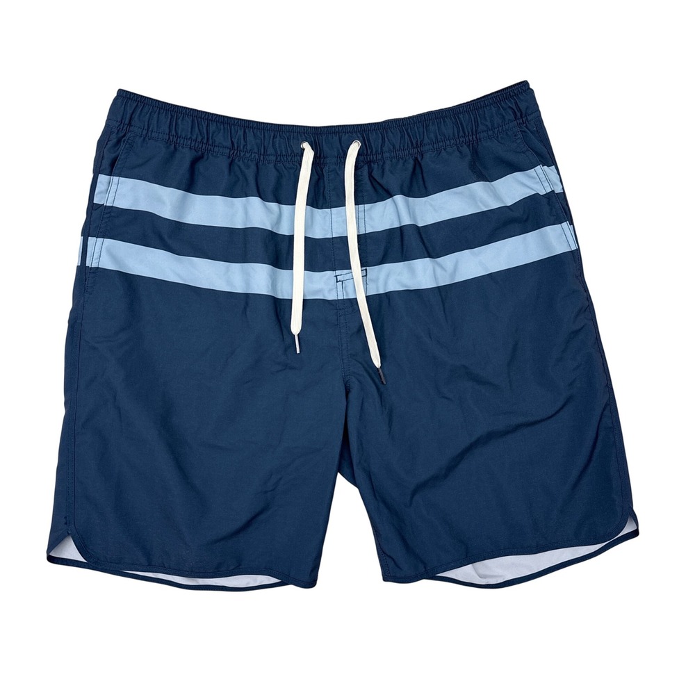 Fair Harbor Swim Trunks Mens Size XXL Blue Striped Lined Hybrid Swimsuit Casual